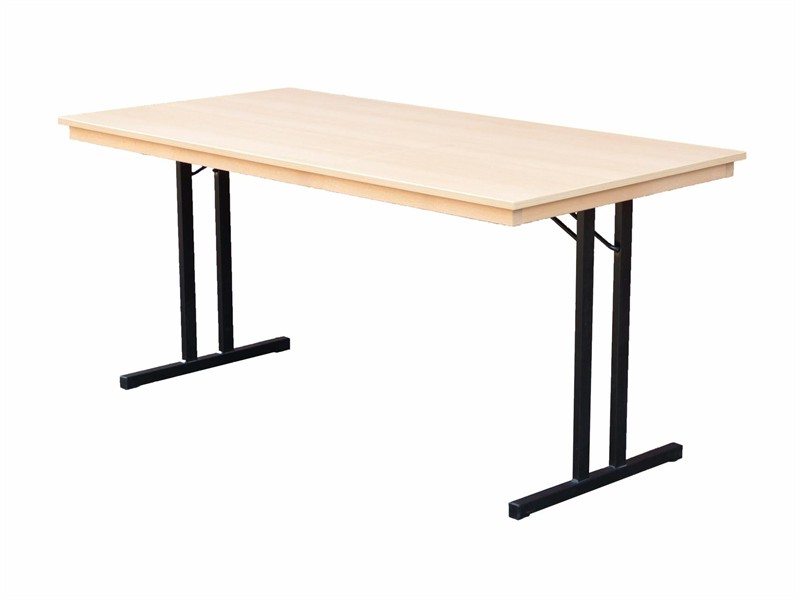 Klapptisch Dekor Buche, Doppel T schwarz, 100x60x74 cm