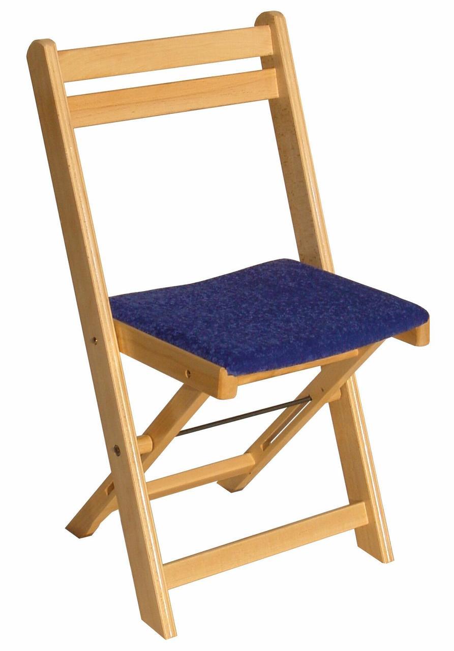 Holzklappstuhl, Sitz gepolstert, blau