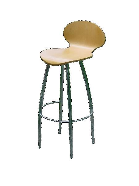 Barhocker verchromt, mit Schalensitz Buche Barhocker verchromt, mit Schalensitz Buche