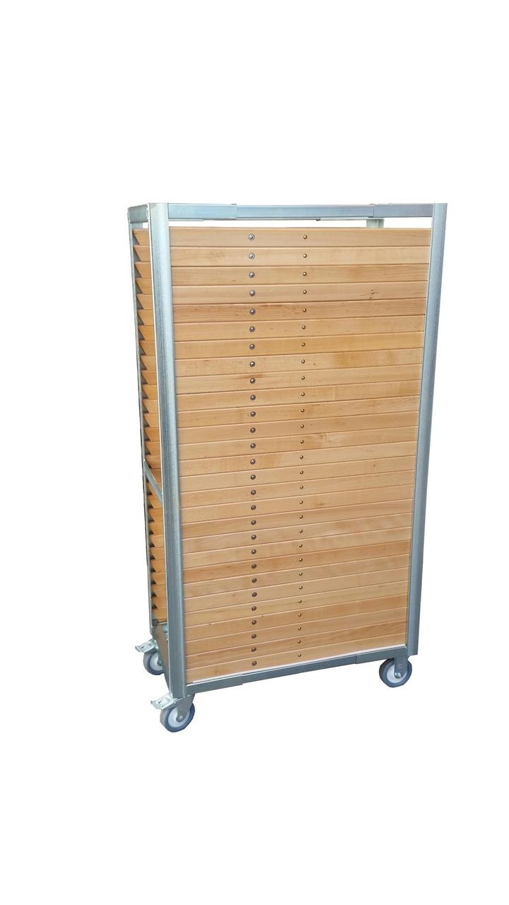 Transportwagen für Klappstühle halb aus Stahl mit Teppich Transportwagen für Klappstühle halb aus Stahl mit Teppich