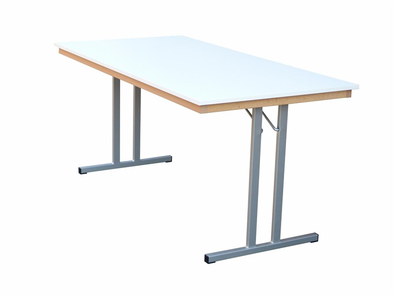 Klapptisch Dekor weiß, Silber-grau Doppel T, 120x70x74 cm