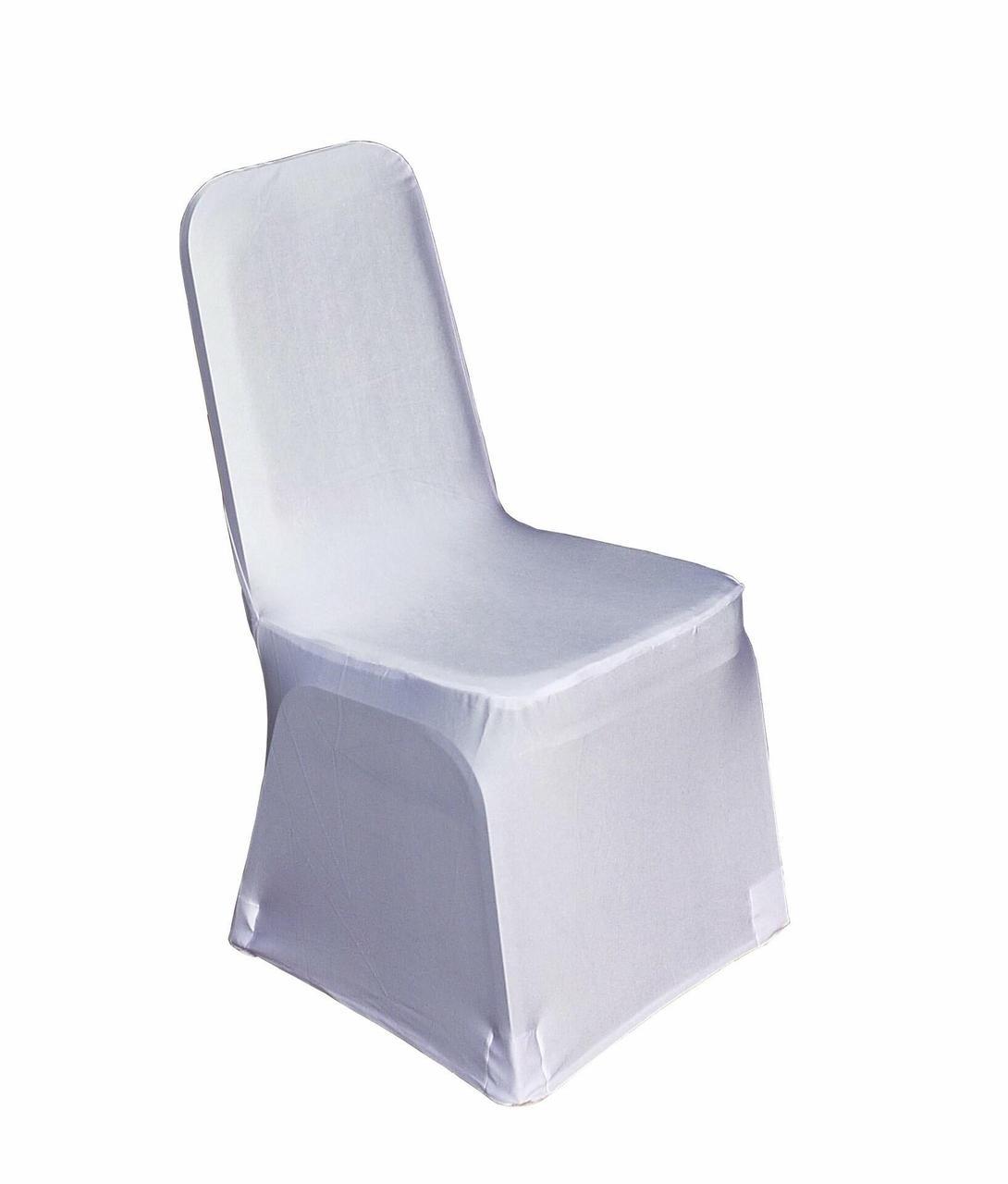 Stretchhussen Stuhlüberzug für eckige Lehne, Farbe: Weiß