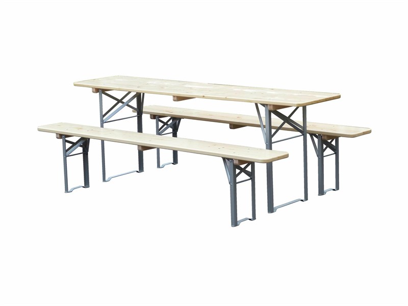 Garnitur Ideal natur lackiert 220x70 cm, Gestell silber