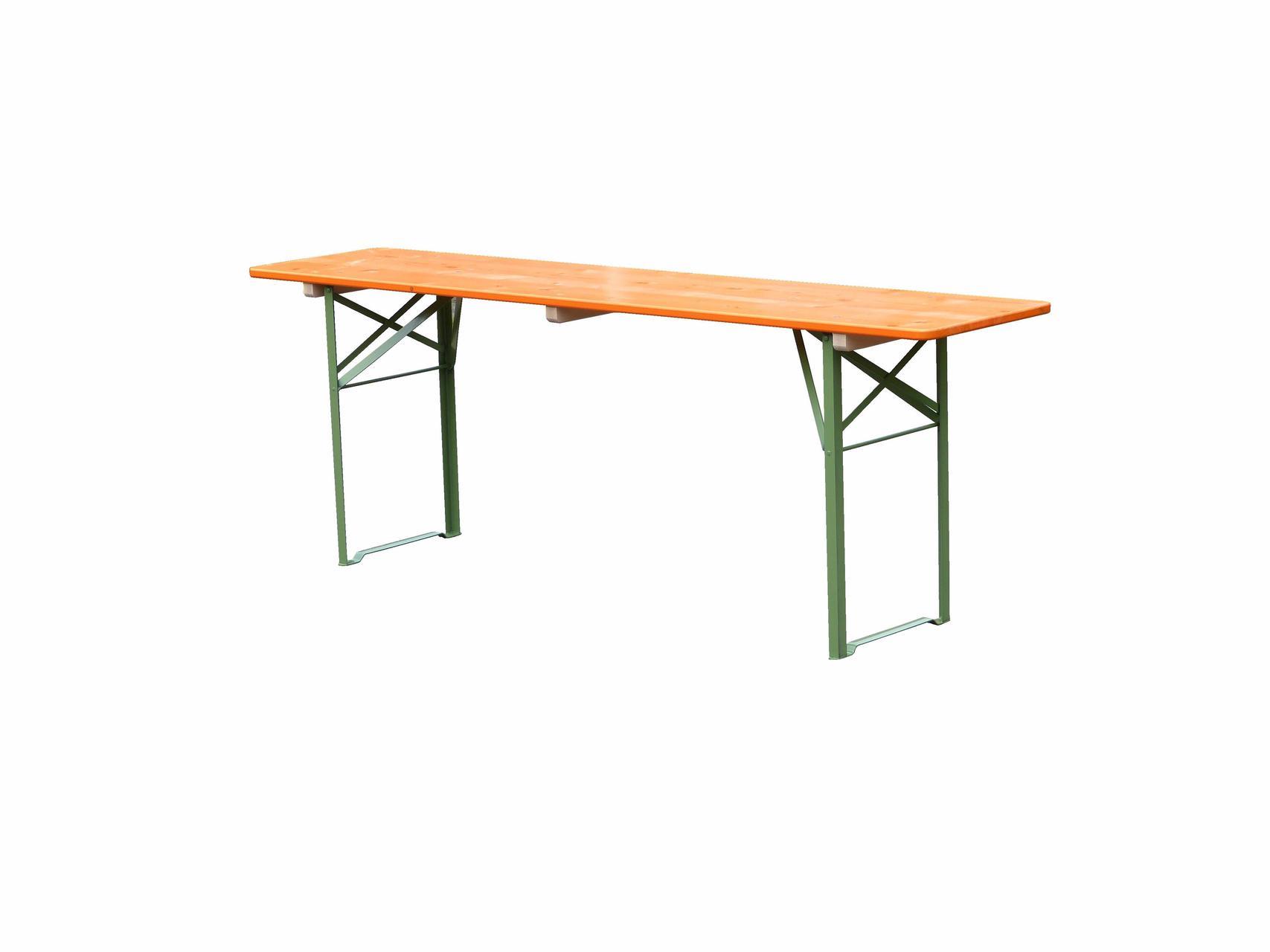 Klapptisch Ideal orange Tisch 220 x 50 cm, Gestell grün