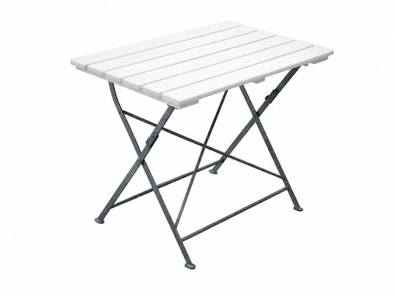 Biergartentisch 90 × 60 cm weiß lasiert mit feuerverzinktem Klappgestell | Lönne