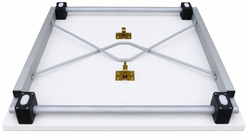 Klapptisch 80 × 80 cm – Weiß, Gestell silbergrau