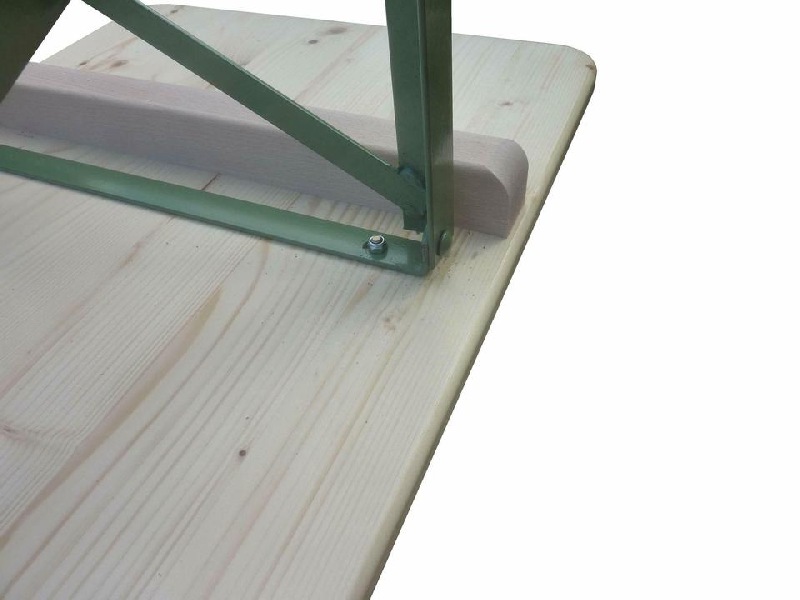 Klapptisch Ideal naturlack. Tisch 220x50 cm, Gestell grün 