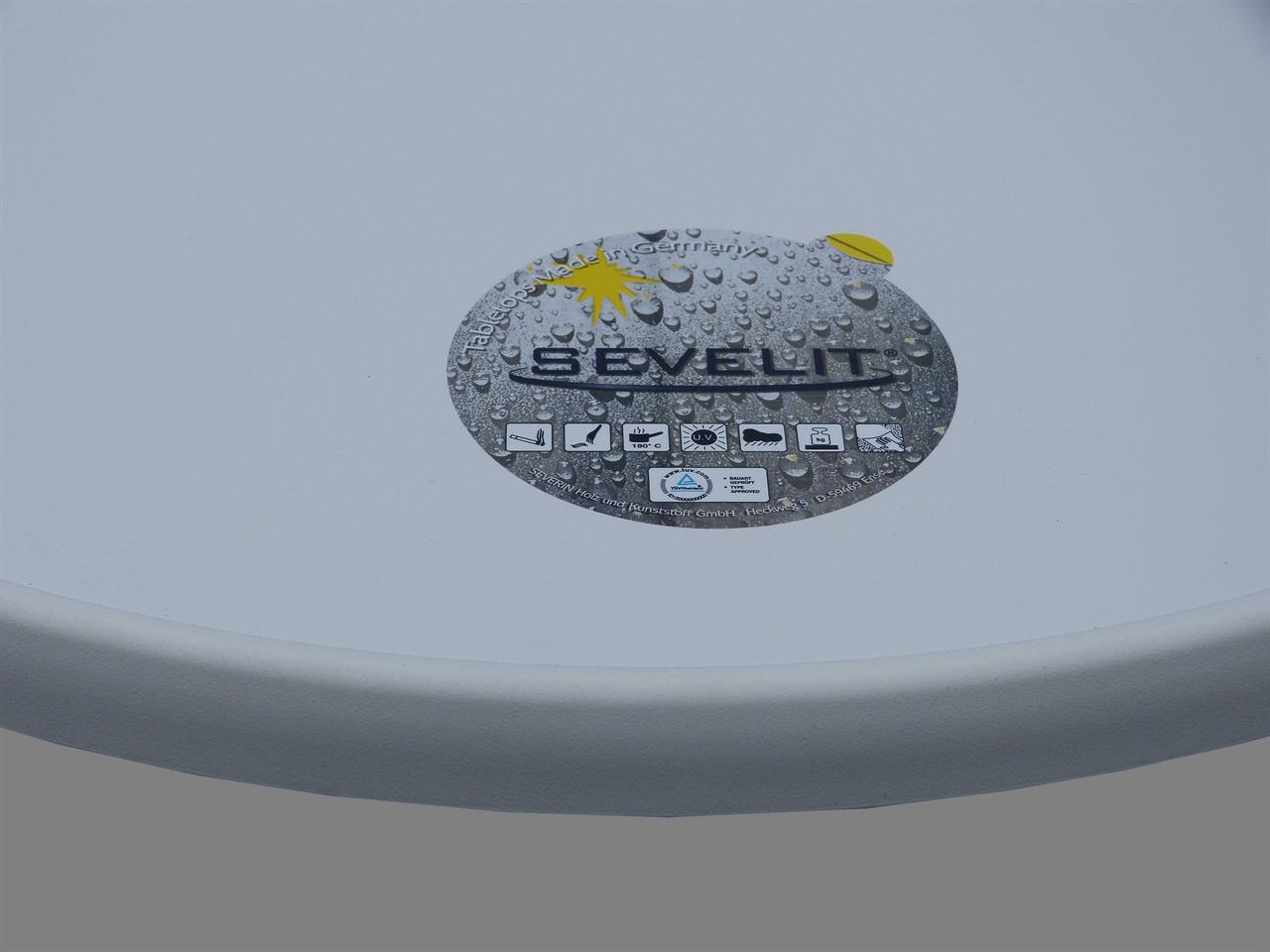 Stehtisch Zenit, chrom-zerlegbar, Sevelitplatte ø 70 cm