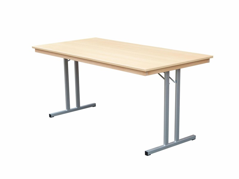 Klapptisch Dekor Buche, Silber-grau Doppel T, 100x50x74 cm