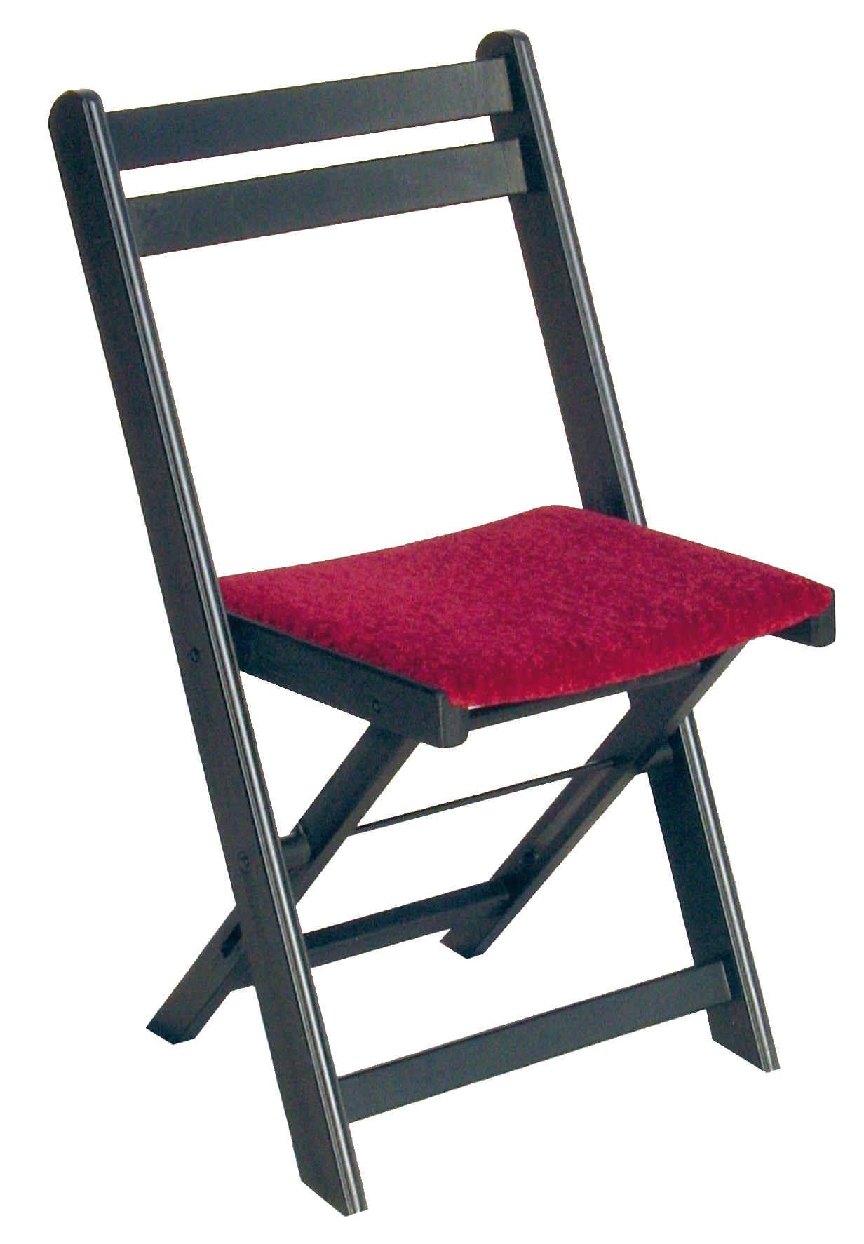 Holzklappstuhl, schwarz lackiert, Sitzpolster rot