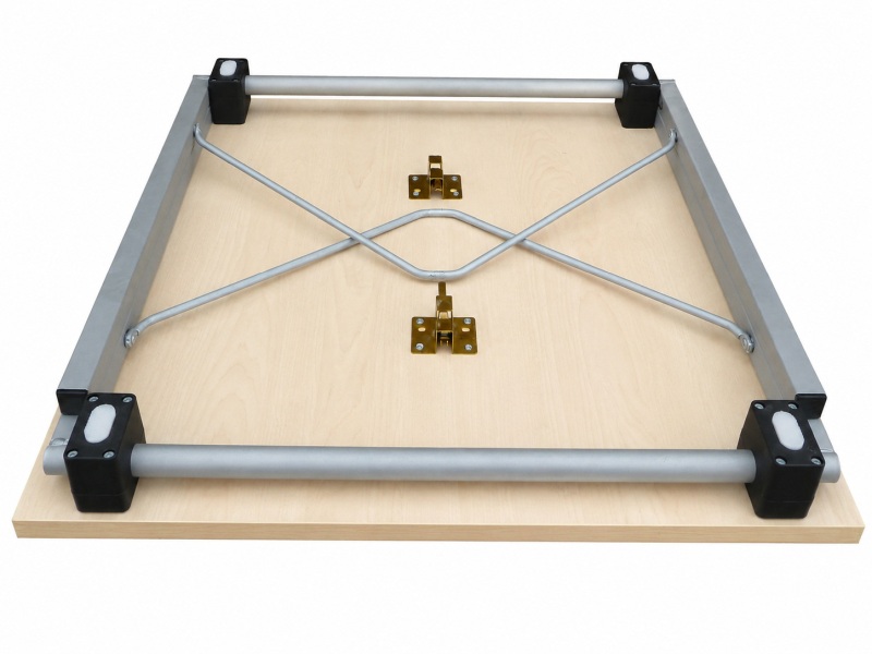 Klapptisch 140 × 60 cm – Ahorn, Gestell silbergrau