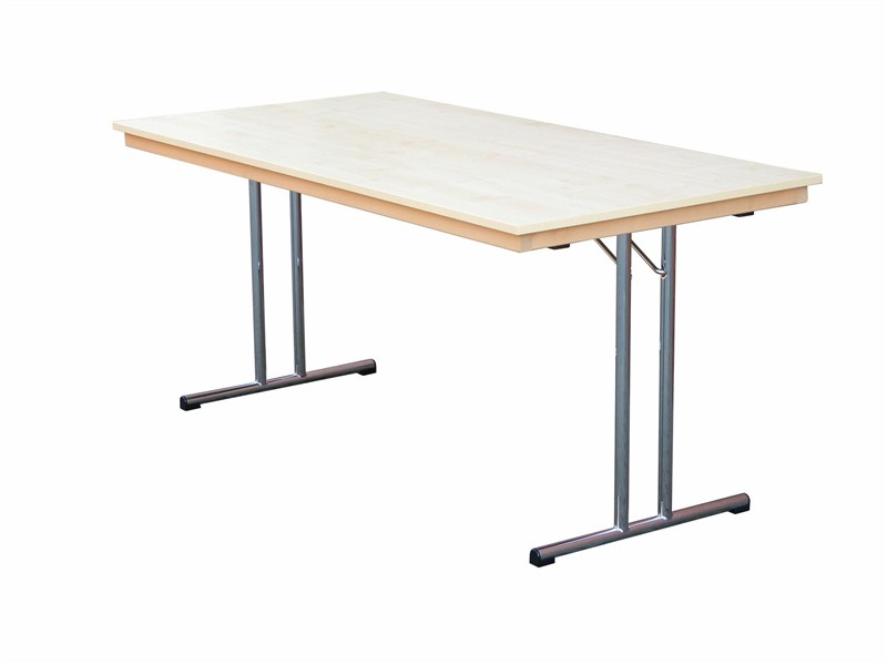 Klapptisch Dekor Ahorn, Chrom Doppel T, 110x50x74 cm
