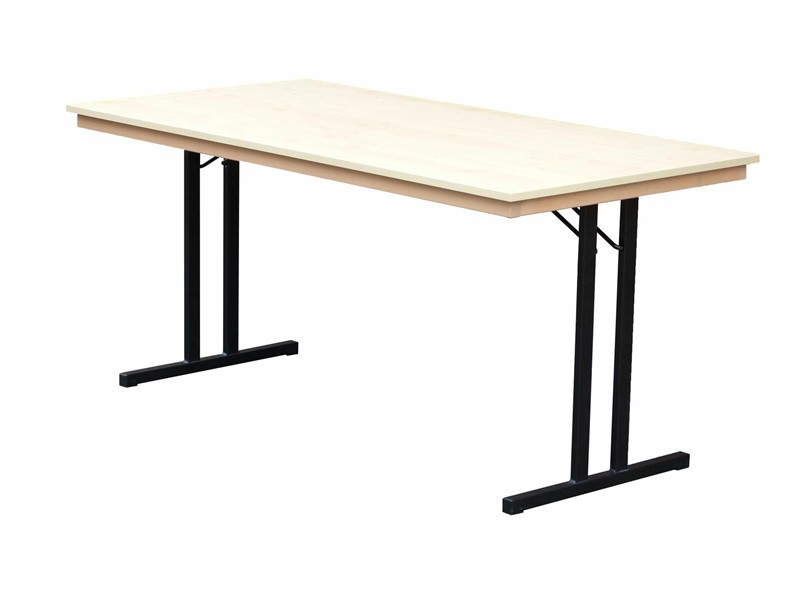 Klapptisch Dekor Ahorn, Doppel T schwarz, 100x60x74 cm