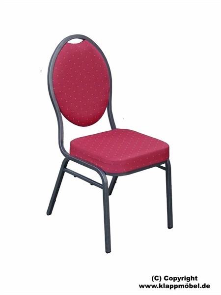 Roter Bankettstuhl CH1005 mit goldenen Punkten und silbergrauem Hammerschlaggestell