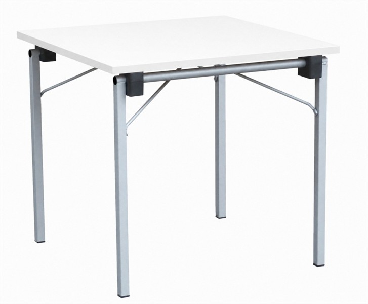 Klapptisch 80 × 80 cm Weiß Dekor mit silbergrauem Gestell | Lönne