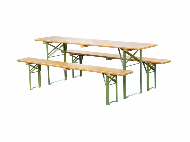 Garnitur Ideal Nussfa. lasiert Tisch 220x70 cm, Gestell gr.