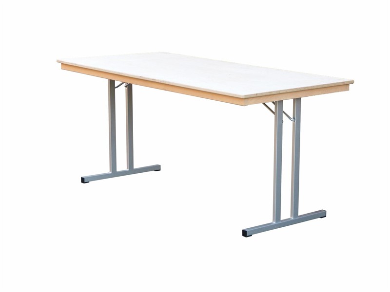 Bankettklapptisch, 180x70x74 cm, Doppel-T Form Silber-grau