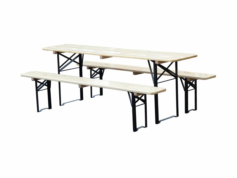 Garnitur Ideal natur lackiert Tisch 220x80 cm, Gestell schw.