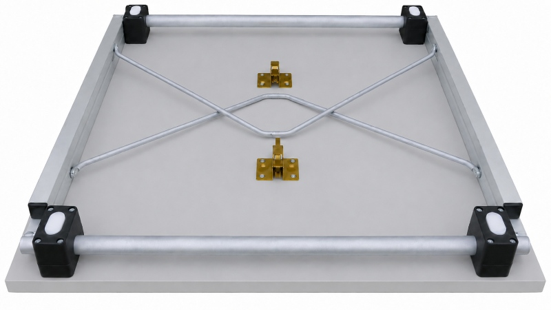 Klapptisch 80 × 80 cm – Lichtgrau, Gestell silbergrau