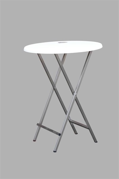 Stehtisch Galaxy, klappbar, V2A, Sevelitpl. ø 85 cm/Weiß