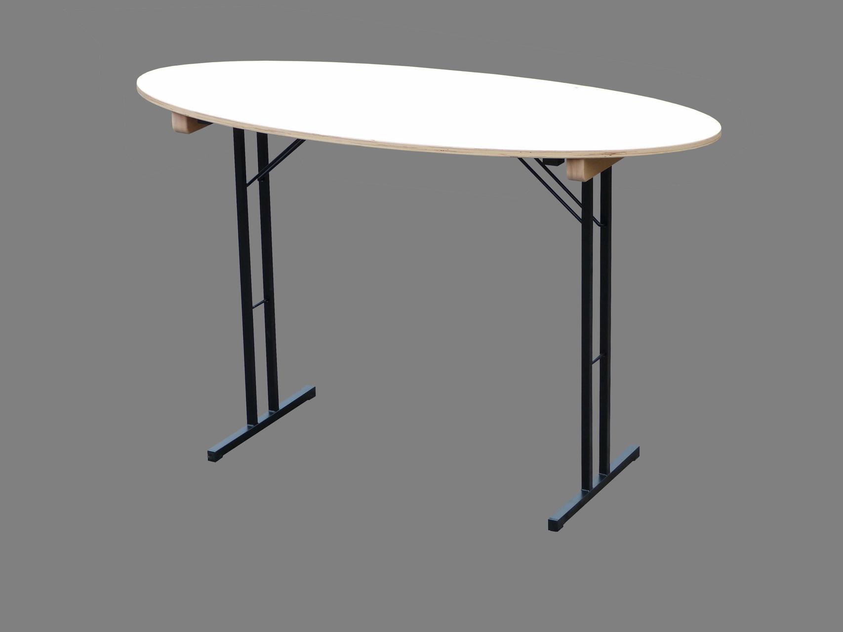 Stehtisch Longline Ellipse 180x80x110 cm, Birke/Erle, Stahl