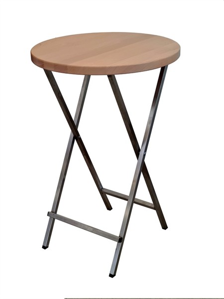 Stehtisch Edelstahl, klappbar, Buche massiv ø 75 cm