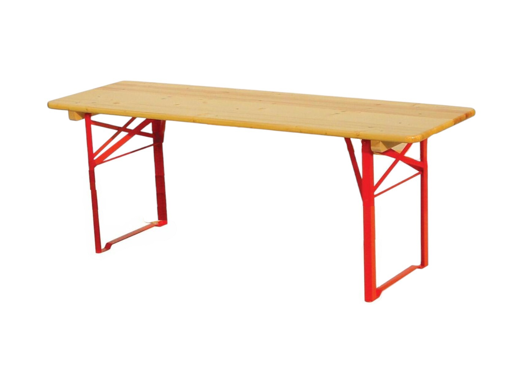 Kindertische Ideal naturlackiert 160x50x60 cm, Gestell rot